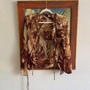 UO Misty Gauze Tie-Front Blouse